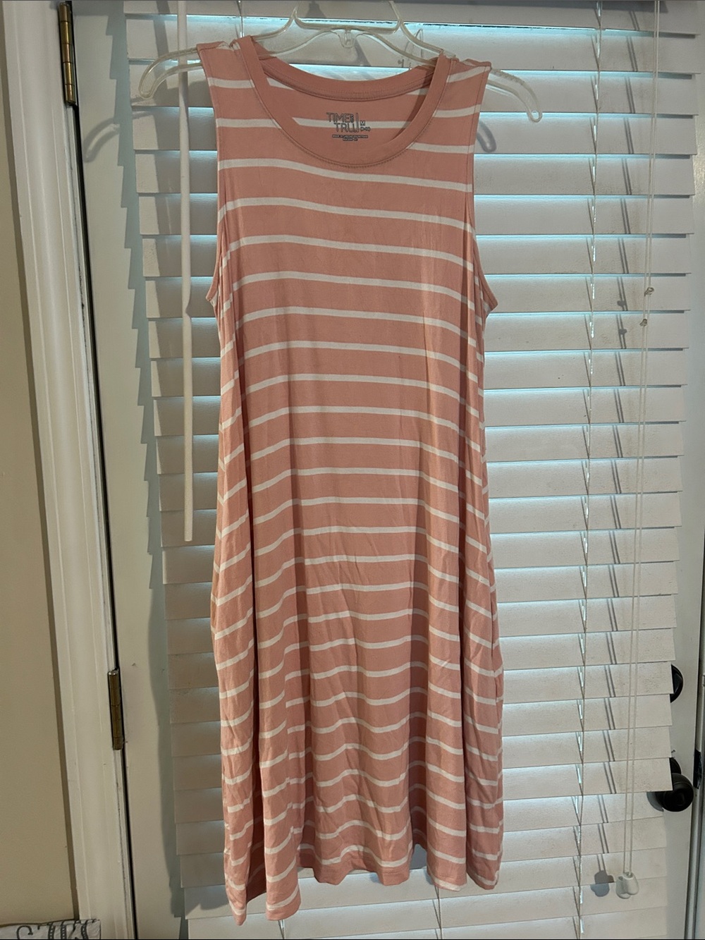 Time and Tru Rose Pink & White Striped Sleeveless Dress